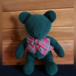 Green Velvet Teddy Bear 🧸 with Plaid Bow